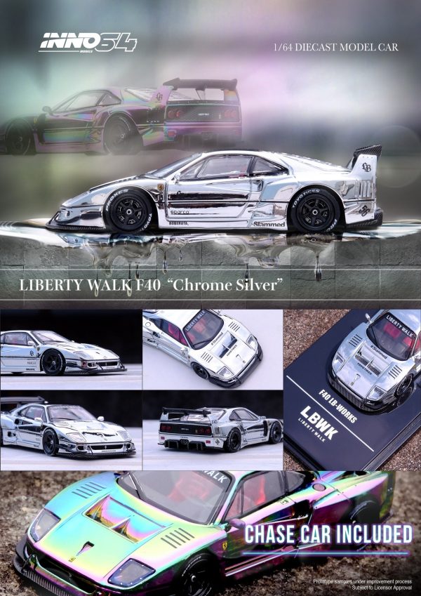 INNO64 1 64 LBWK F40 Liberty Walk Silver Chrome Beijing Exclusive For Sale