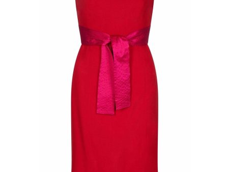 Gianfranco Ferre 1980s Red Cocktail Dress With Shocking Pink Fan Detail Sale