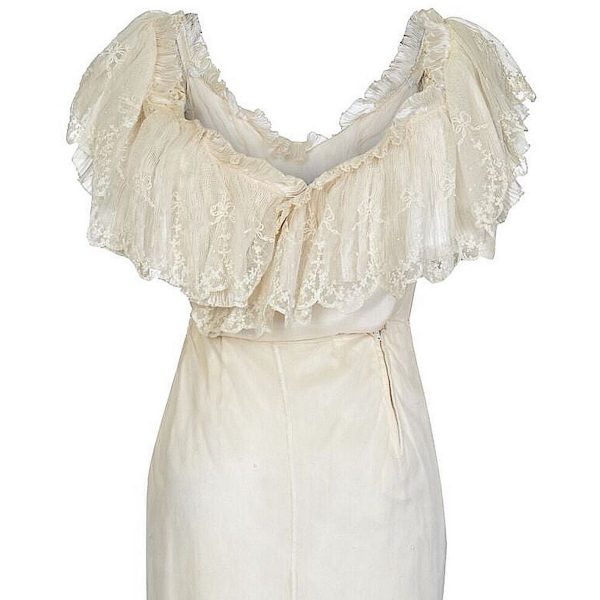 Andrea Wilkin 1970s Silk Ivory Fantasy Bridal Dress in Edwardian Style Discount