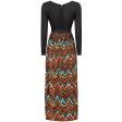 1970s Frank Usher Ribbed Jersey Maxi Dress With Aztec Print Skirt and Belt Tie Sale