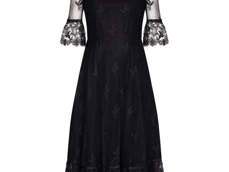 Marcel Fenez 1960s Black Cocktail Dress With Lace Cuffs For Sale