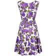 1960s Waffle Cotton Purple Floral Print Dress Cheap