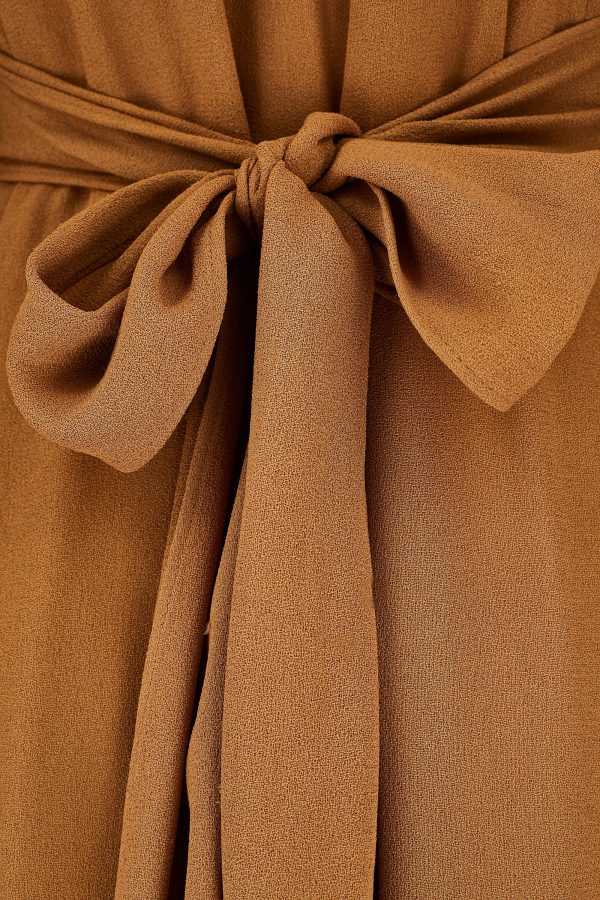 1970s Ossie Clark Caramel Crepe Maxi Dress Online Sale