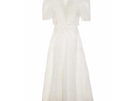 1930s White Floral Cutout Organza Dress Online Hot Sale