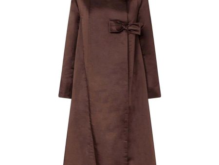 1950s Chocolate Brown Silk Swing Coat Hot on Sale