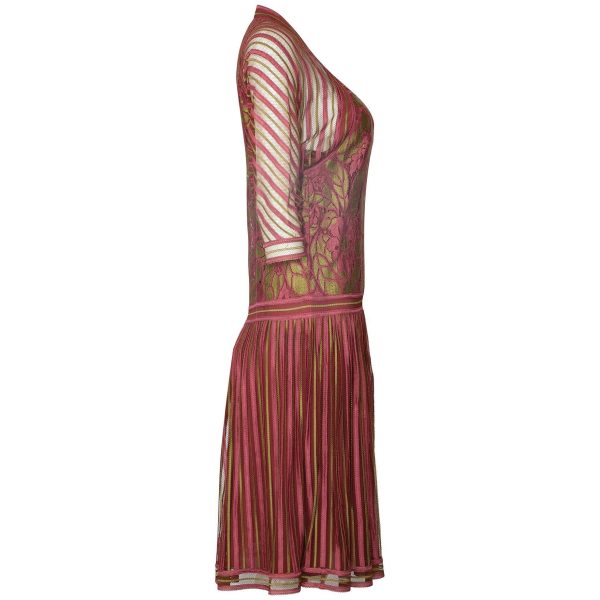 1970s Janice Wainwright Pink and Gold 1920s Style Flapper Dress Fashion