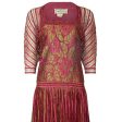 1970s Janice Wainwright Pink and Gold 1920s Style Flapper Dress Fashion