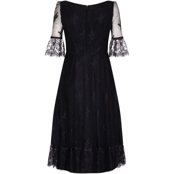 Marcel Fenez 1960s Black Cocktail Dress With Lace Cuffs For Sale