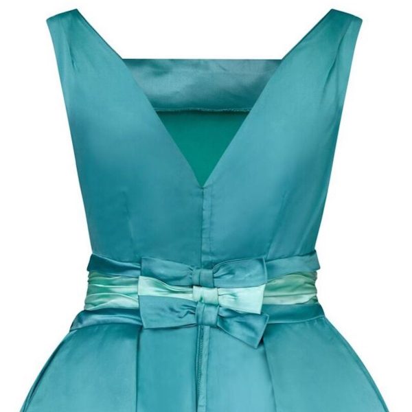 1950s Turquoise Satin Duchess Dress With Corseted Waistband Supply