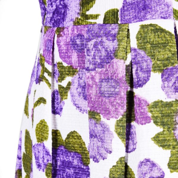 1960s Waffle Cotton Purple Floral Print Dress Cheap