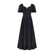 1980s Joan Leslie Black Satin Evening Dress with Large Bow Supply