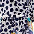 1980s Navy and White Polka Dot and Floral Dress For Discount