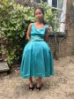 1950s Turquoise Satin Duchess Dress With Corseted Waistband Supply