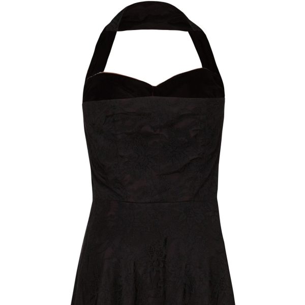 ARCHIVE - 1950s Black Lace & Pleated Lilac Satin Halter Neck Dress Online