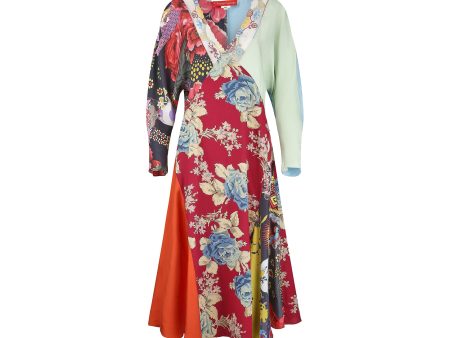 2006 Runway Christian Lacroix Silk Patchwork Floral Dress Discount