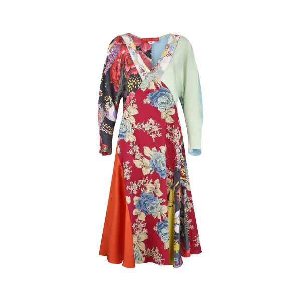 2006 Runway Christian Lacroix Silk Patchwork Floral Dress Discount