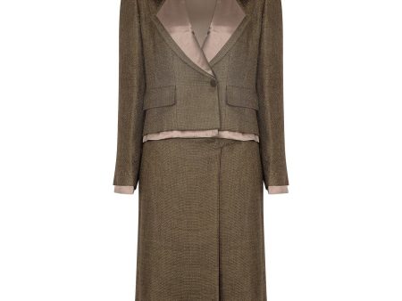 1999 Chanel Green Brown Tweed and Silk Three Piece Suit Online Sale