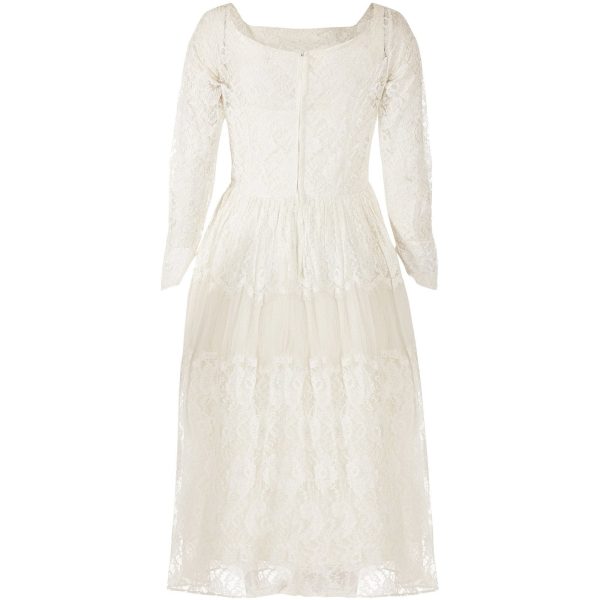 1950s White Chantilly Lace Wedding Dress For Discount