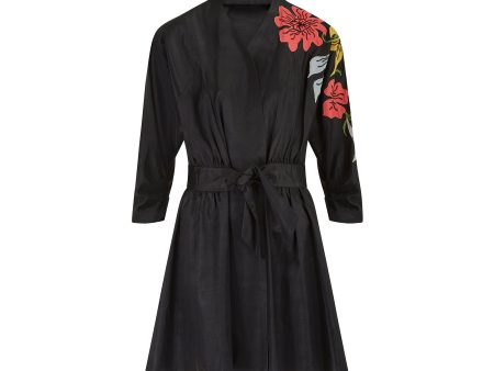 1940s Black Grosgrain Kimono Style Jacket For Sale