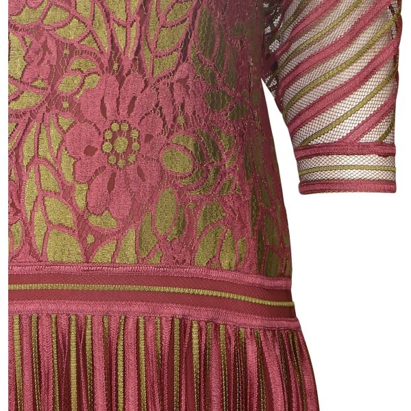 1970s Janice Wainwright Pink and Gold 1920s Style Flapper Dress Fashion