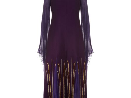 1970s Nikos-Takis Couture Purple Wool and Chiffon Dress Online Hot Sale