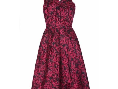 French Couture 1950s Red Silk Butterfly Print Dress Online Hot Sale