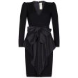 Nina Ricci 1980s Black Wool and Silk Cocktail Dress with Front Bow Detail Online now