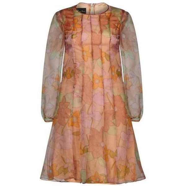 Simon Massey 1960s Organza Floral Print Dress Discount