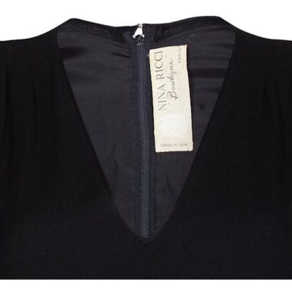 Nina Ricci 1980s Black Wool and Silk Cocktail Dress with Front Bow Detail Online now