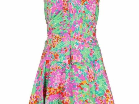 1980s J. Tiktiner French Silk Floral Strapless Dress Fashion