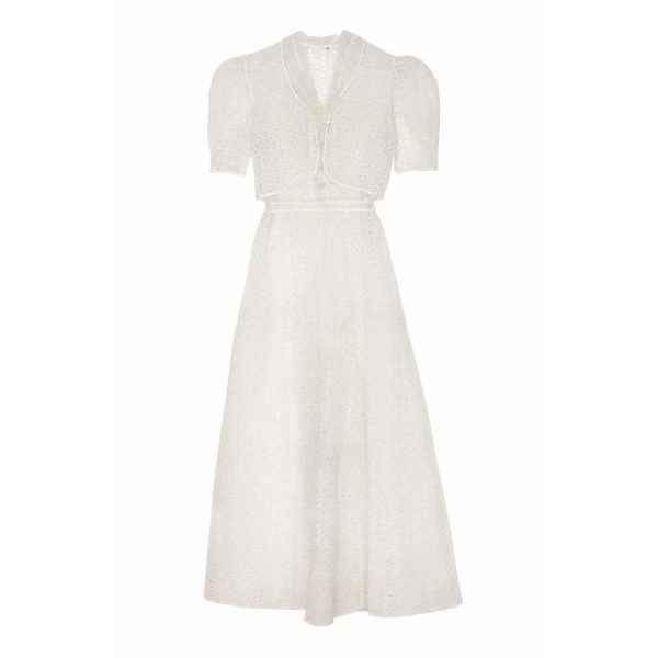 1930s White Floral Cutout Organza Dress Online Hot Sale