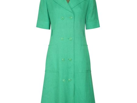 1970s Ted Lapidus Green Linen Coat Dress Sale