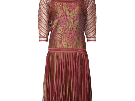 1970s Janice Wainwright Pink and Gold 1920s Style Flapper Dress Fashion