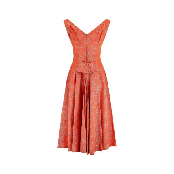 1950s Hardy Amies Orange Paisley Brocade Dress on Sale