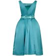 1950s Turquoise Satin Duchess Dress With Corseted Waistband Supply