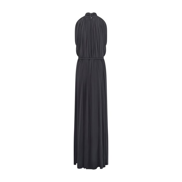 1970s John Marks Black Jersey Maxi Dress with Braided Belt Online now