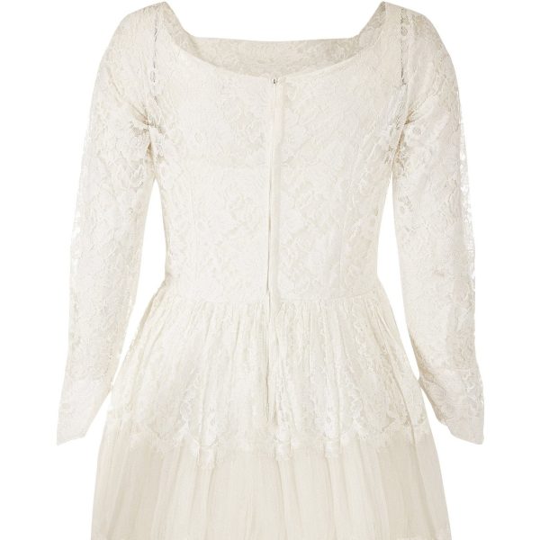 1950s White Chantilly Lace Wedding Dress For Discount