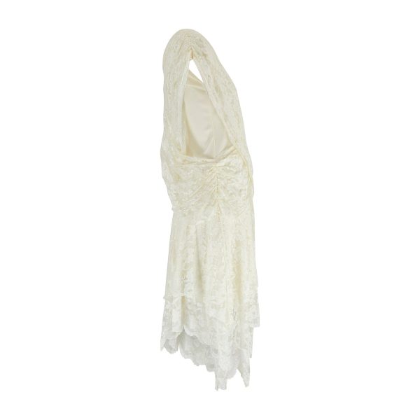 1980s Ivory Lace Wrap-Around Wedding Dress Supply