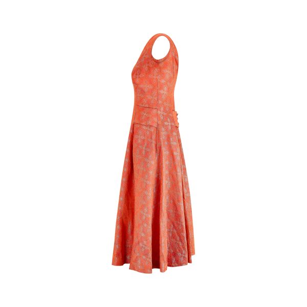 1950s Hardy Amies Orange Paisley Brocade Dress on Sale