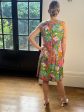 1960s Floral Print Linen Dress With Grosgrain Trim Cheap