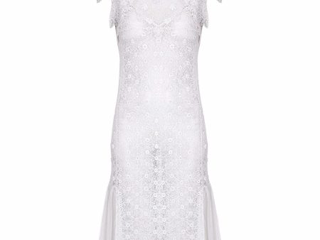 1920s White Handmade Irish Crochet Lace Bridal Dress Sale