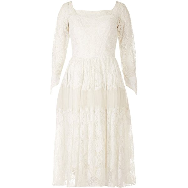 1950s White Chantilly Lace Wedding Dress For Discount