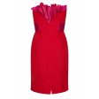 Gianfranco Ferre 1980s Red Cocktail Dress With Shocking Pink Fan Detail Sale