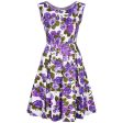 1960s Waffle Cotton Purple Floral Print Dress Cheap