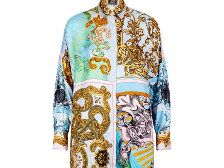 1992 Gianni Versace Runway Documented Baroque Print Silk Shirt Hot on Sale