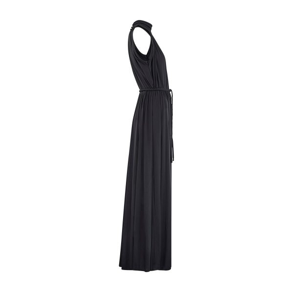 1970s John Marks Black Jersey Maxi Dress with Braided Belt Online now