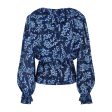 1970s Pucci Blue Floral Silk Blouse with Ruffle Neckline Fashion