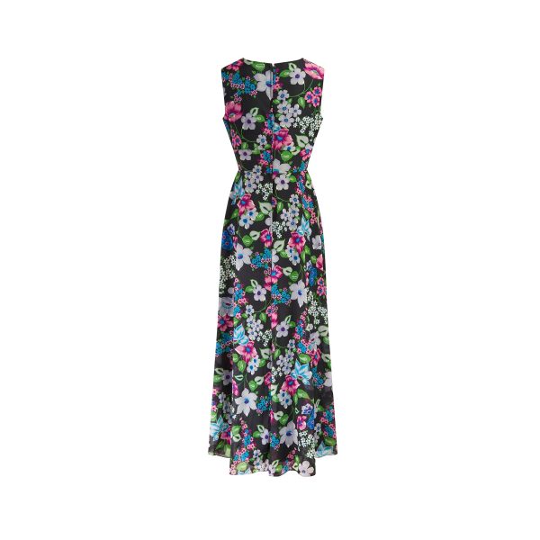 1970s Peterson Maid Georgette Floral Maxi A-Line Dress Online now