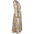 1970s Novelty Printed Chiffon Pastel Shade Dress With Sash Belt For Cheap