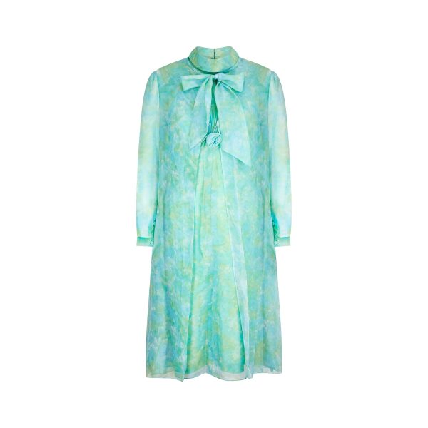 1960s Mottled Green and Turquoise Mod Dress with Coat Supply